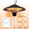 1500W Outdoor Hanging Patio Heater Ultra-Quiet Electric Heating Lamp IP23 Waterproof 2 Heating Levels Overheating Protection Ceiling Mounted Outdoor H