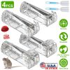 4Pcs Humane Live Mouse Trap Reusable Rat Rodent Trap Catch Release Cage Safe for Family Children Pets Easy Setup