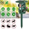 Solar Ultrasonic Animal Repeller Solar Powered Animal Repellent Chaser with PIR Motion Sensor IP54 Waterproof Sound Flashing Light for Deer Raccoon Sq