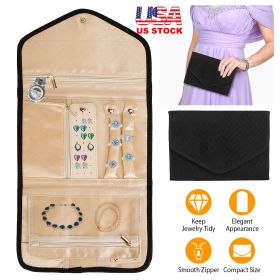 Travel Jewelry Organizer Case Foldable Jewelry Roll Storage Bag for Journey-Rings Necklaces Earrings Bracelets