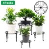 4Packs Iron Plotted Plant Stands Shelves Heavy Duty Round Flower Pot Holder Rack Home Yard Garden Patio Décor