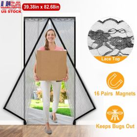 Magnetic Mesh Curtain Hands-free Fly Mesh Door Curtain 39x82” Self-adhesive Door Screen Anti Mosquito Bugs