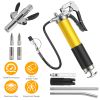 Grease Gun Kit Fit for 14 Oz Grease Tube 7000 PSI High Pressure Pistol Grip Grease Gun with Lock Coupler 11.8” Spring Flex Hose Jaw Couplers Sharp Noz
