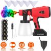 Portable Battery Powered Electric Paint Sprayer HVLP Spray Painting Gun Handheld Painter with 2 Spray Patterns 5 Nozzles 800ML Detachable Cup Flow Adj