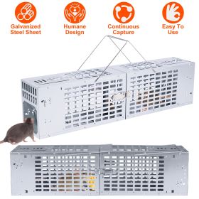Double Door Humane Live Mouse Trap With One-Way Door Design Reusable Metal Rat Rodent Cage Continuous Capture Mouse Trap For Indoor Outdoor Use Catch