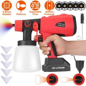 Portable Battery Powered Electric Paint Sprayer HVLP Spray Painting Gun Handheld Painter with 2 Spray Patterns 5 Nozzles 800ML Detachable Cup Flow Adj