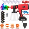 Portable Battery Powered Electric Paint Sprayer HVLP Spray Painting Gun Handheld Painter with 2 Spray Patterns 5 Nozzles 800ML Detachable Cup Flow Adj
