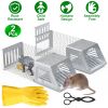 2Pcs Humane Mouse Trap Cage No Assembly Need Automatic Continuous Rat Trap with Single Way Door Reusable Catch And Release Live Cage Trap for Rodents