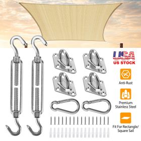 Sun Shade Sail Hardware Kit Stainless Steel Canopy Installation Kit Fixing Accessory for Rectangular Square Shade Sail Installation