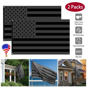 All Black American Flag 3x5FT UV Protection Black US Flag Double Side Printing Fade Resistant Black USA Flag with Brass Grommets