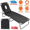 Folding Beach Lounge Chair Face Down Tanning Chaise Sunbathing Recliner 265LBS Max Load with 5-Angle Backrest 3 Removable Pillows for Beach Pool Lawn