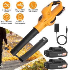 Cordless Leaf Blower Handheld Electric Battery Powered Air Blower Max 124MPH 300CFM with 2 Adjustable Speeds 2Pcs 18V 2000mA Battery and Charger for Y