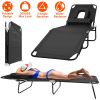 Folding Beach Lounge Chair Face Down Tanning Chaise Sunbathing Recliner 265LBS Max Load with 5-Angle Backrest 3 Removable Pillows for Beach Pool Lawn