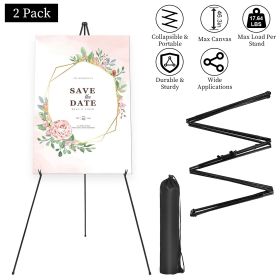 2 Pack Easel Stand for Display 61in Collapsible A Frame Tripod Easel Iron Alloy Drawing Stand with 2 Carry Bags for Wedding Poster Art Drawing Meeting