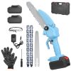 Electric Mini Chainsaw Portable Handheld Cordless Small Chain Saw Battery Powered with 2Pcs 1200mAh Rechargeable Batteries 8in Chains Gloves Goggles f