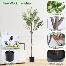 5.9FT Artificial Olive Tree Tall Fake Olive Plant Faux Potted Olive Tree with Lush Olive Branches and Fruits with Black Planter Pot for Modern Home Of