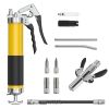 Grease Gun Kit Fit for 14 Oz Grease Tube 7000 PSI High Pressure Pistol Grip Grease Gun with Lock Coupler 11.8” Spring Flex Hose Jaw Couplers Sharp Noz