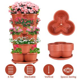 5 Tier Vertical Stackable Planter Garden Tower Stackable Planter Outdoor Gardening Pots for Strawberries Flowers Herbs Vegetables
