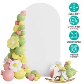 Arch Backdrop Stand Cover 3.28x6.56FT White Spandex Fitted Wedding Arch Cover Elastic Double-Sided Background Covering for Birthday Party Ceremony Dec