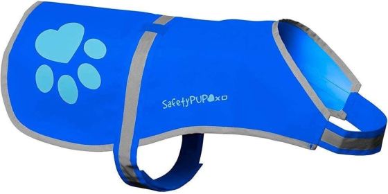 Blue Dog Reflective Vest XS Size Hi Vis Fluorescent Visibility Helping to Safeguard Your Pet On Off Leash in Urban & Rural Areas