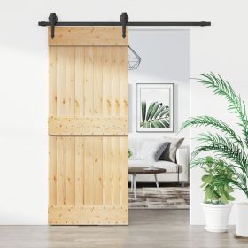 Sliding Door with Hardware Set 33.5"x82.7" Solid Wood Pine