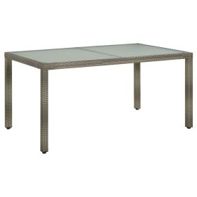 Patio Table 59.1"x35.4"x29.5" Tempered Glass and Poly Rattan Gray