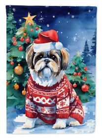 Shih Tzu Christmas Garden Flag Mailbox Flag Decorative Yard Flag Banner Outside Patio Artwork Yard Flower Beds, Garden Size, Multicolor