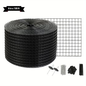 8 "x 100 ft solar panel bird guard, PVC coated wire mesh roll kit, 100 piece fasteners, animal fence, pigeon guard, black
