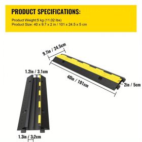 3-Pack Heavy Duty 2-Channel Rubber Cable Protector Ramp - 11, 000lbs Axle Capacity, Industrial-Grade Speed Bumps for Driveways & Warehouses