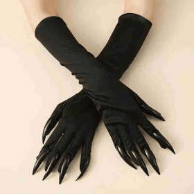 Halloween Costume Cat Woman Claw Gloves Paw Gloves Long Fingernails Black Party Gloves Cat Claws Halloween Prop Wolf Claws Glove Cosplay Costume(