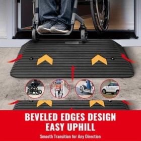 Upgraded Rubber Threshold Ramp, 3" Rise Door Ramp with 1 Channel, Natural Rubber Car Ramp with Non-Slip Textured Surface
