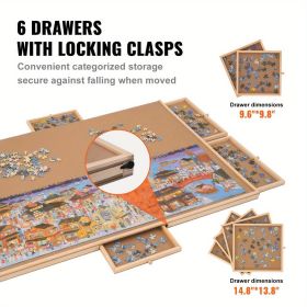 2000 Piece Puzzle Board with 6 Drawers & Cover, 40.2x29.4 Inch Rotating Wooden Jigsaw Puzzle Table