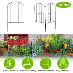 10Pcs Decorative Garden Fence Rustproof Iron Wire Arched Fence Animal Barrier Border 12.59” Width 23.93” Length For Yard Landscape Patio Outdoor Decor