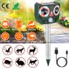 Ultrasonic Animal Repeller Solar Powered Animal Repellent Motion Sensor Animal Chaser IP55 Waterproof for Farm Garden Yard to Drive Deer Raccoon Squir