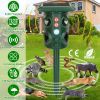 Solar Ultrasonic Animal Repeller Solar Powered Animal Repellent Chaser with PIR Motion Sensor IP54 Waterproof Sound Flashing Light for Deer Raccoon Sq