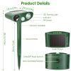 Solar Ultrasonic Animal Repeller PIR Sensor Animal Repellent Chaser with Flashing Light IPX4 Waterproof for Chasing Deer Raccoon Squirrel Rat Skunk Ra