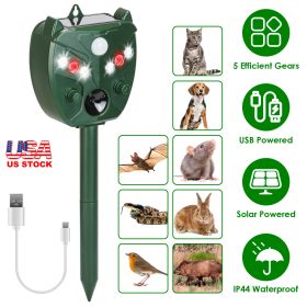 Ultrasonic Solar Animal Repeller Outdoor Mole Snake Squirrel Mouse Chaser Waterproof Bird Deer Dog Cat Deterrent with 5 Gears for Farm Garden Yard