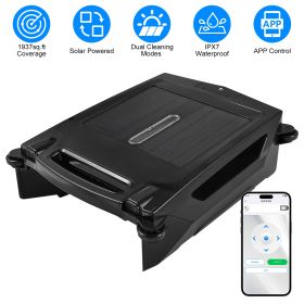 Solar Powered Robotic Pool Skimmer Automatic Swimming Pool Surface Cleaner with 2 Cleaning Modes Dual Charging Methods IPX7 Waterproof 1937sq.ft Cover