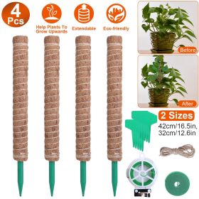 4Pcs Coco Coir Extendable Moss Pole for Climbing Plants Plant Support with 10 Labels 6.6Feet Jute Rope 6.6 Feet Fasten Strap 65.6 Feet Twist Tie Indoo (Option: 42CM)