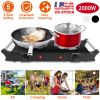 2000W Electric Dual Burner Portable Coil Heating Hot Plate Stove Countertop RV Hotplate with 5 Temperature Adjustments Portable Handles