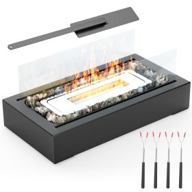 Tabletop Fire Pit With Roasting Sticks Portable Indoor Outdoor Tabletop Fireplace Ethanol Mini Fire Pit Table Top Decoration for Christmas Dinner Part (Option: Black)