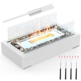 Tabletop Fire Pit With Roasting Sticks Portable Indoor Outdoor Tabletop Fireplace Ethanol Mini Fire Pit Table Top Decoration for Christmas Dinner Part (Option: White)