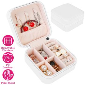 Mini Jewelry Storage Box Portable Ring Earring Necklace Storage Travel Case PU Leather Jewelry Organizer Gift (Option: White)