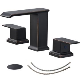 8 in. Waterfall Widespread 2-Handle Bathroom Faucet With Pop-up Drain Assembly (Color: Oil Rubbed Bronze)
