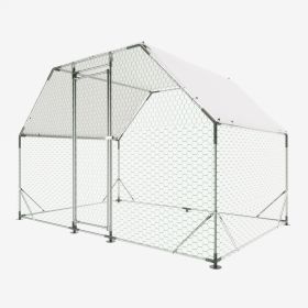 Galvanized Large Metal Walk in Chicken Coop Cage Farm Poultry Run Hutch Hen House (size: 10 x 6 ft.)