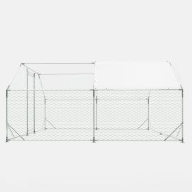Galvanized Large Metal Walk in Chicken Coop Cage Farm Poultry Run Hutch Hen House (size: 10 x 13 ft.)