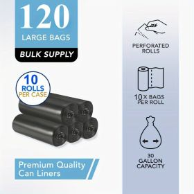 Black Heavy duty 30 gallon, black trash bag, 33 "x40", 60/120 count - durable, commercial grade trash liner for cleaning services and bulk suppli (quantity: 120PCS)