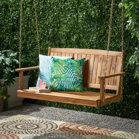 Outdoor  Modern Acacia Wood Porch Swing (Material: Wood+Metal, Color: Teak)