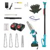 2-IN-1 Cordless Pole Saw And Mini Chainsaw With Extension Pole 21V Battery 8” Electric Brushless Pole Chainsaw with Auto Oiler Safety Switch 6.4LBS Li