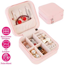 Mini Jewelry Storage Box Portable Ring Earring Necklace Storage Travel Case PU Leather Jewelry Organizer Gift (Option: Pink)